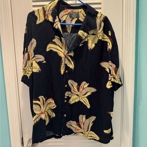 Primark Men's Black and Yellow Floral Shirt